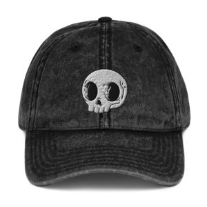 Skull faded denim hat